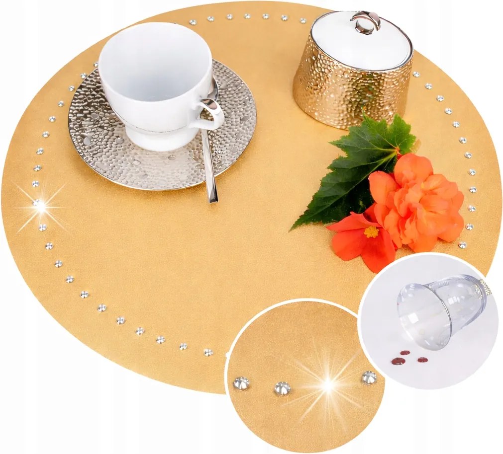 Asztali alátét Kerek 30cm Glamour Strassz Arany Tányéralátét