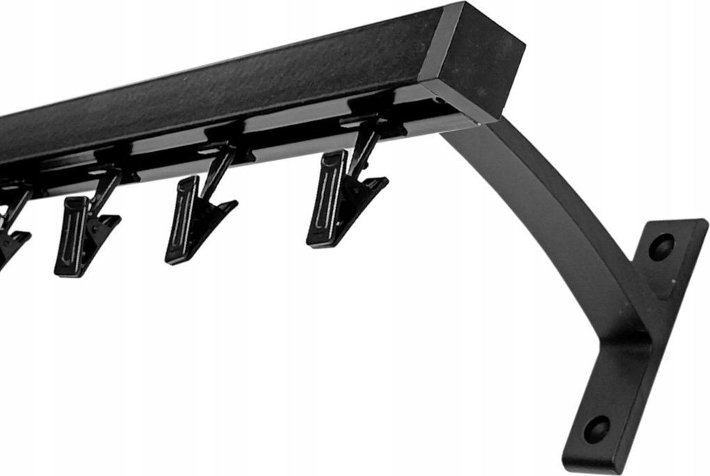 Kwadro 20 mm-es, 200 cm-es, fekete matt alumínium függönykarnis szett csipeszekkel