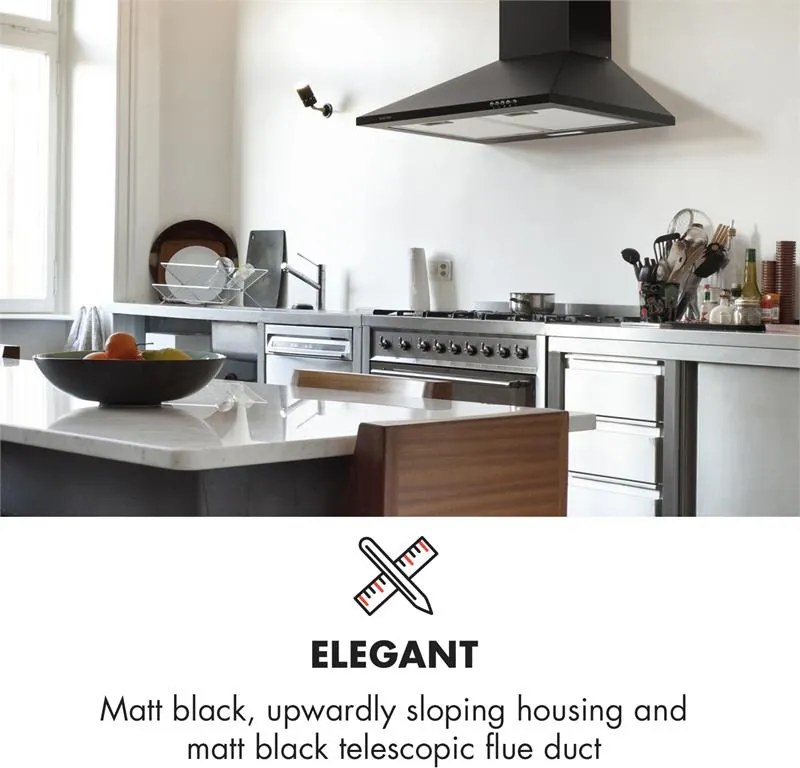 Klarstein Zugspitze 60, páraelszívó, falra szerelhető, 65 W, 310 m³/ó, LED