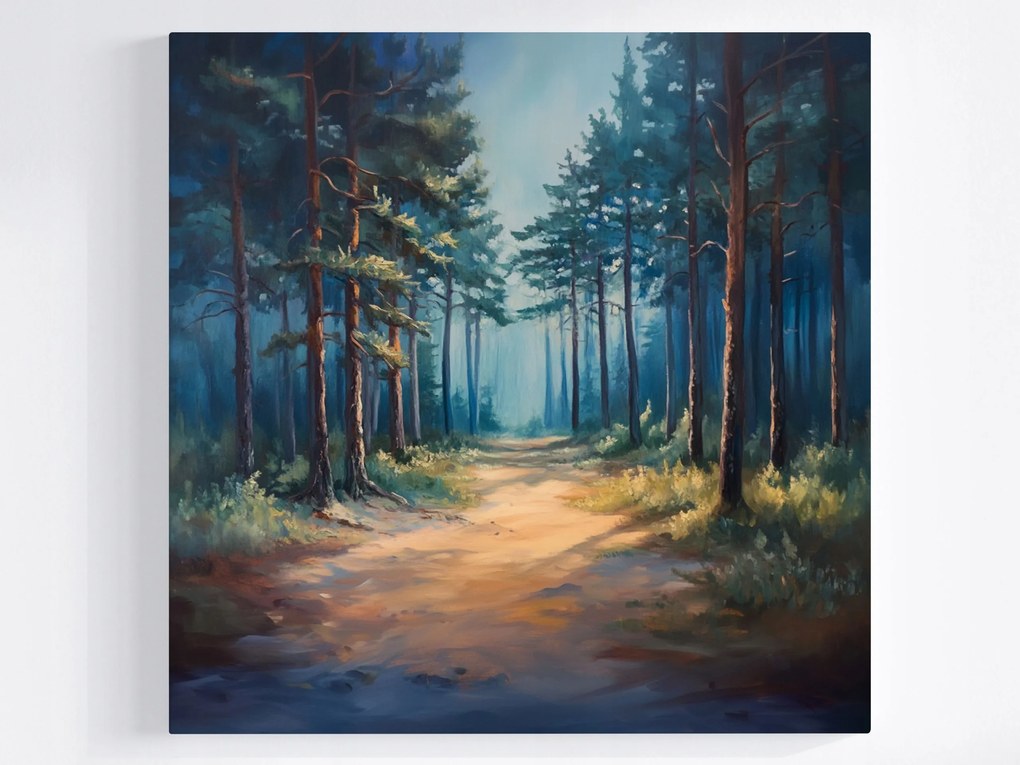 Vászonkép Canvas Tájkép Természet Erdő Fák Fenyő Út Ösvény 40x40