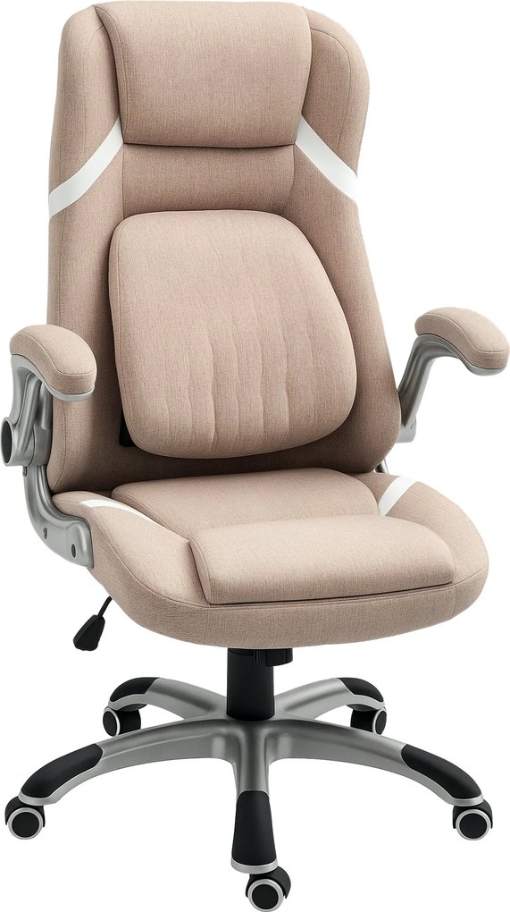 Vinsetto Ergonomikus Irodai Szék Felhajtható Karfával és Fejtámlával, Forgós Asztali Szék Lumbális Támasszal, Állítható Magassággal és Hintázó Funkció