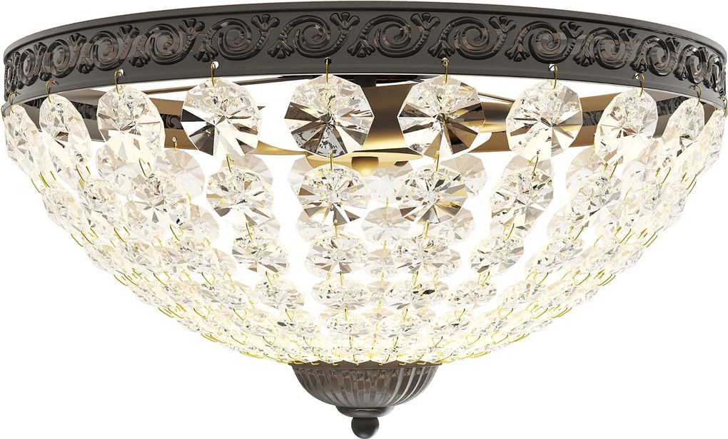 HOMCOM klasszikus kristály mennyezeti lámpa, 2x E14, max. 40 W, vintage felületre szerelhető, 168 kristály | Aosom