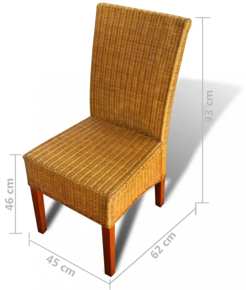 6 db barna természetes rattan étkezőszék