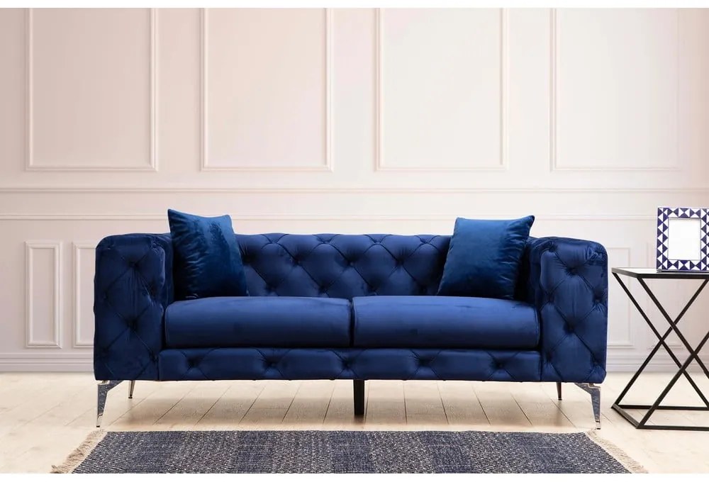 Sötétkék bársony kanapé 197 cm Como – Artie