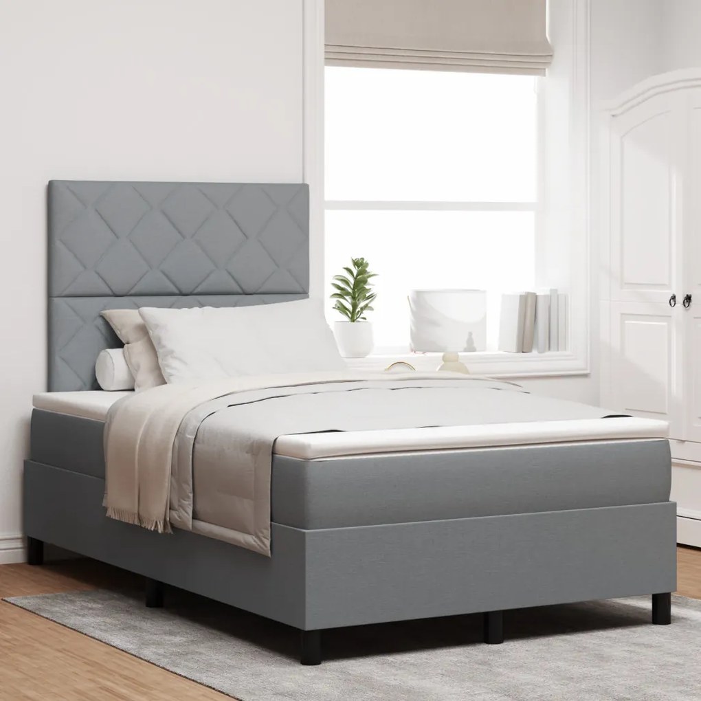 Box Spring Ágy matresszel Világosszürke Kis Dupla Szövet