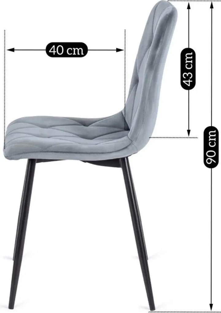 Krzesło ROBIN Szare Welurowe