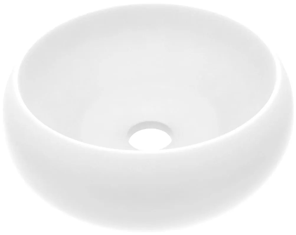 Kerek matt fehér kerámia luxus mosdókagyló 40 x 15 cm