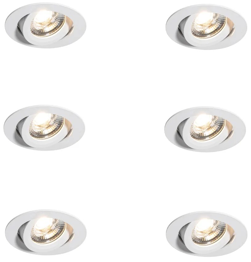 6 darabos modern, ultravékony, fehér, beépíthető spotlámpa szett LED-del, IP54 - Pupil