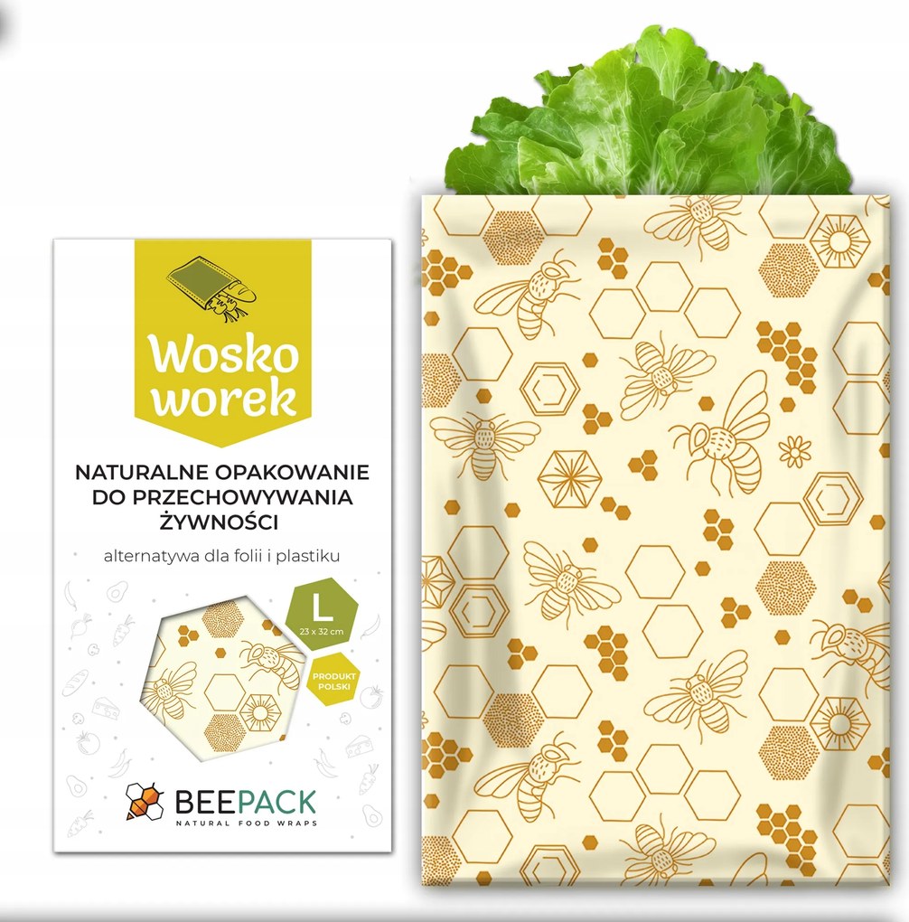 Natúr többször felhasználható ételviasz Beepack Méhek L 23x32cm 1db
