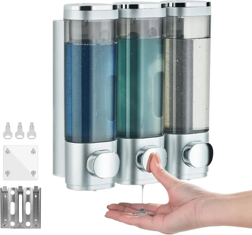 3X 300ML Falra Szerelhető Sampon Tusfürdő Szappan Adagoló