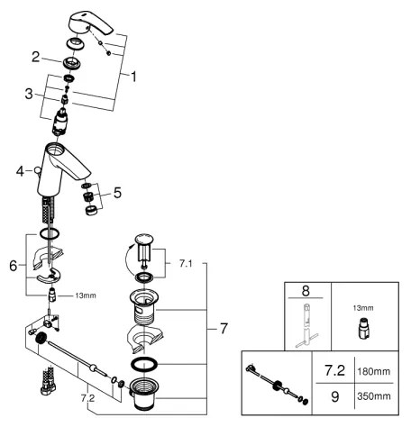 GROHE 23322001 - EUROSMART mosdócsaptelep DN 15, fényes króm