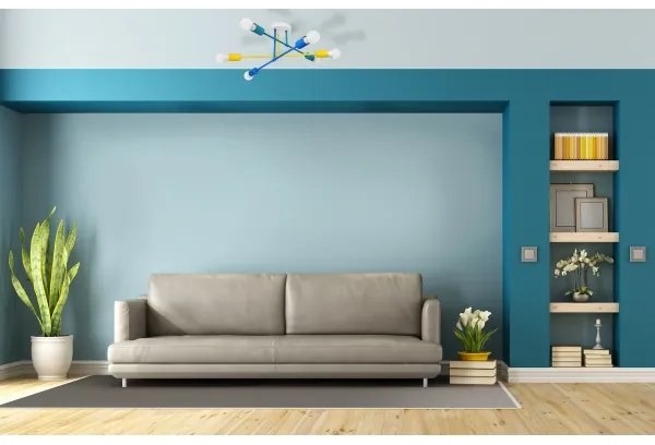 Felületre szerelhető csillár CAMBRIDGE 6xE27/20W/230V kék/sárga