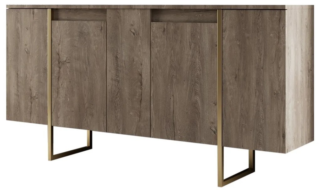 Konzolasztal Luxe - Walnut, Gold