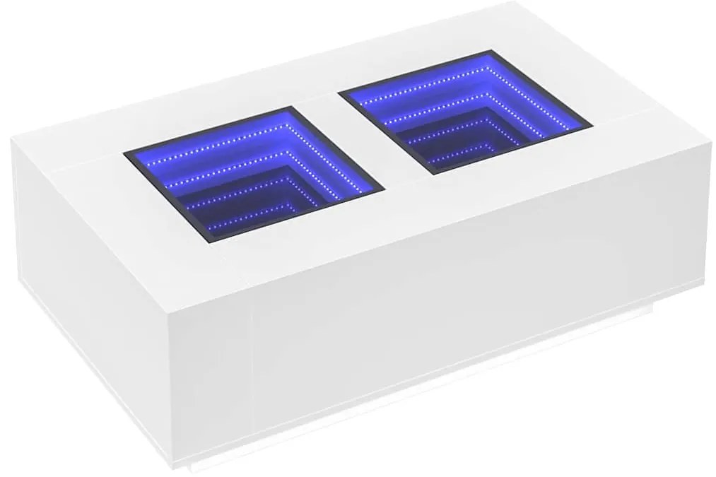 Fehér végtelen hatású LED-es dohányzóasztal 116 x 69 x 40 cm