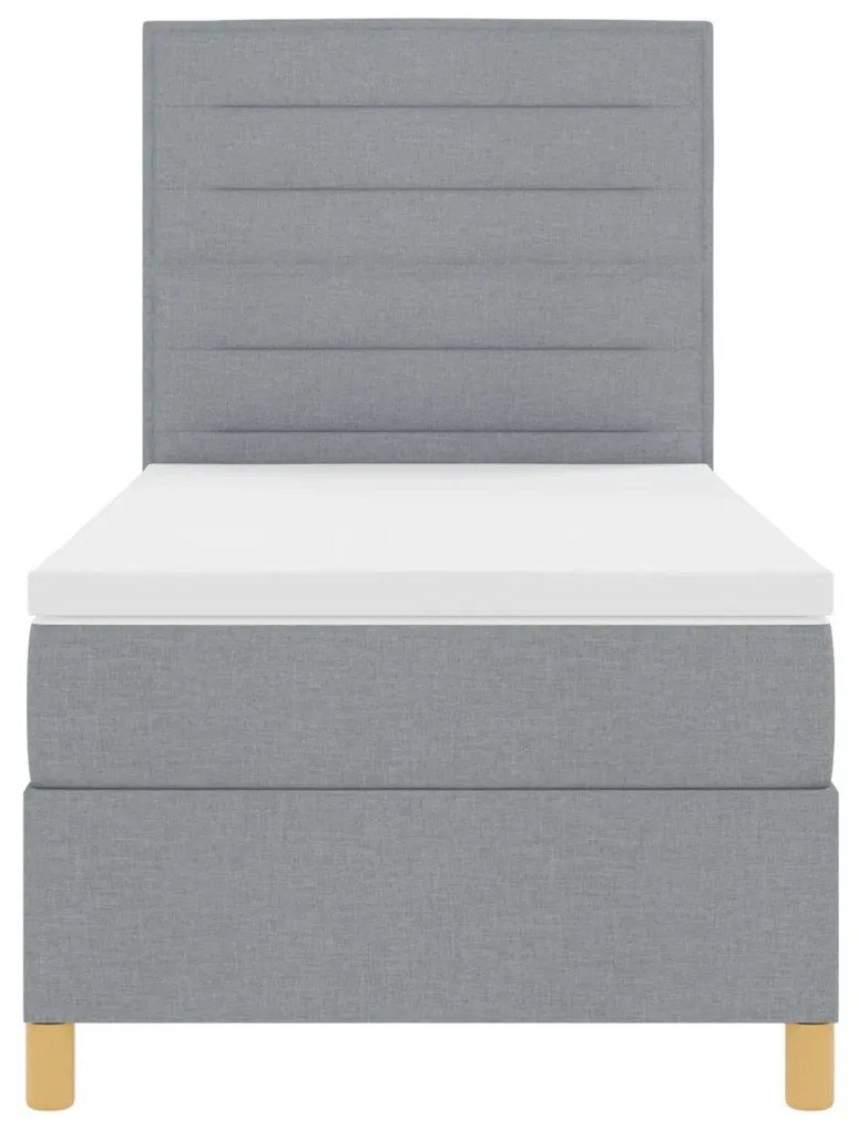 Boxspring ágy matraccal Világosszürke 90x200 cm Szövet