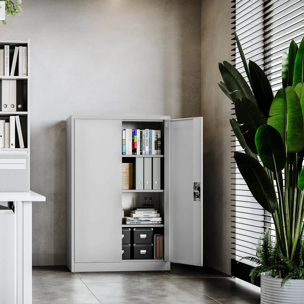 Fém iratszekrény KEVIN, 900 x 1400 x 400 mm, szürke