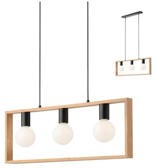 Redo 01-1665 - Csillár zsinóron TIMBER 3xE27/42W/230V