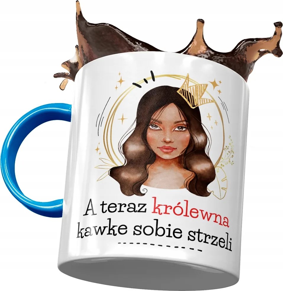 Kék Bögre Vicces Királylány Kávé Lövöldözős Nyomtatott Fotóval