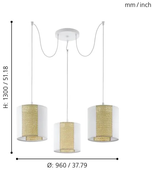 Eglo 43403 - Csillár zsinóron ARNHEM 3xE27/40W/230V pók