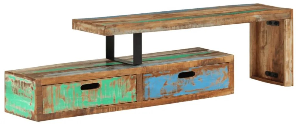 tömör újrahasznosított fa TV-állvány (118-200) x 30 x 40 cm