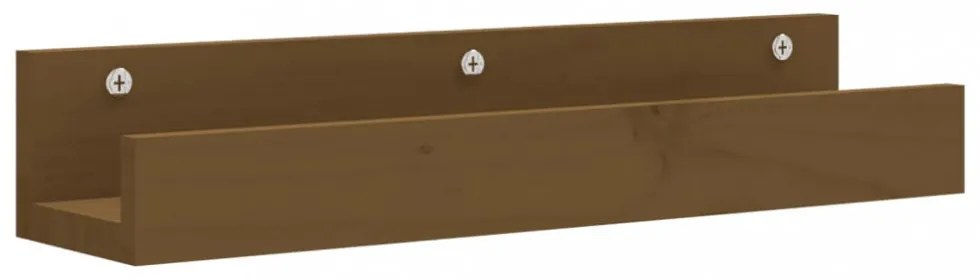 2 db mézbarna tömör fenyőfa fali polc 50 x 12 x 9 cm