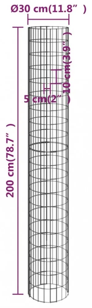 3 db kör alakú horganyzott acél gabion magaságyás Ø30 x 200 cm