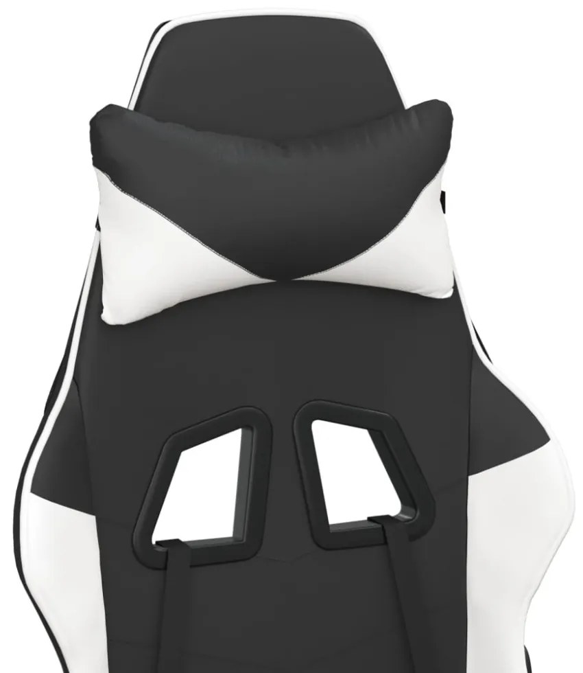 vidaXL Masszázsjátékszék fekete-fehér műbőr lábtartóval