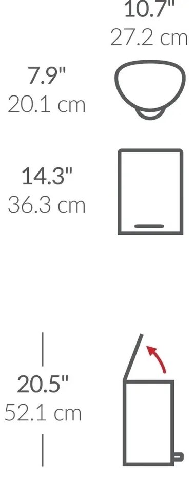 Simplehuman Pedálos szemetes 6 l, félkör alakú,matt rozsdamentes acél, műanyag