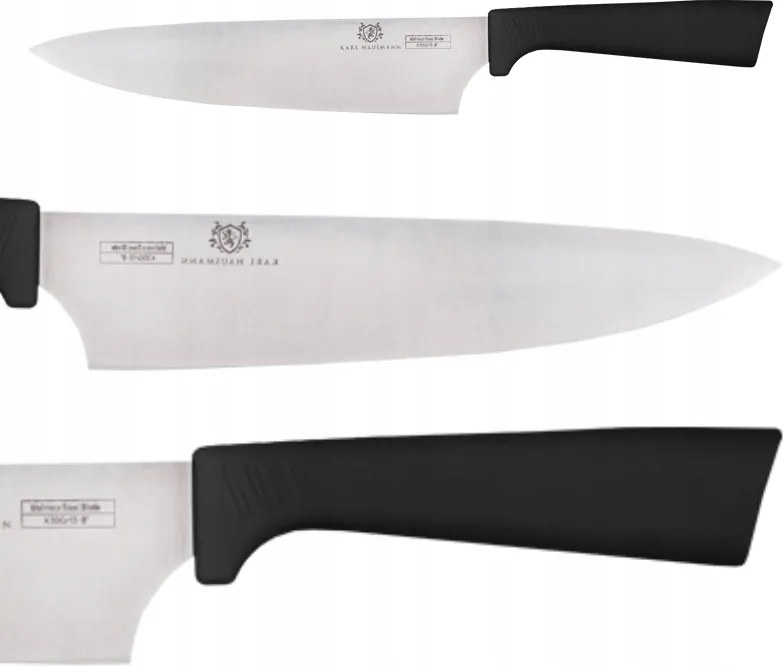 Szakácskés fekete rozsdamentes acél 20 cm