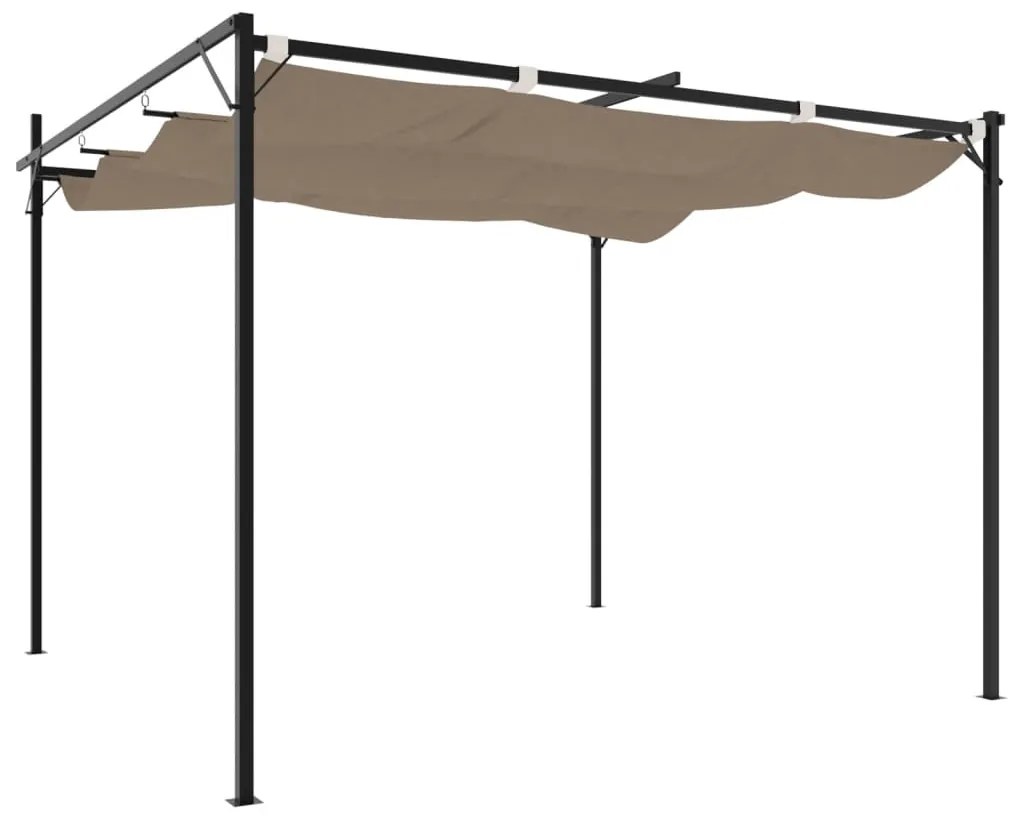 tópszínű pergola behúzható tetővel 295 x 292 x 230 cm
