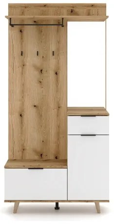 SVEN előszobafal tükörrel barna/fehér