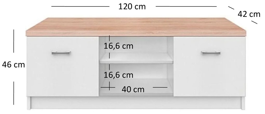 TV asztal Tianna (fehér). Akció -19%. 1053335
