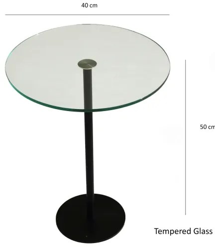 Kisasztal SOCIAL 50x40 cm fekete/átlátszó