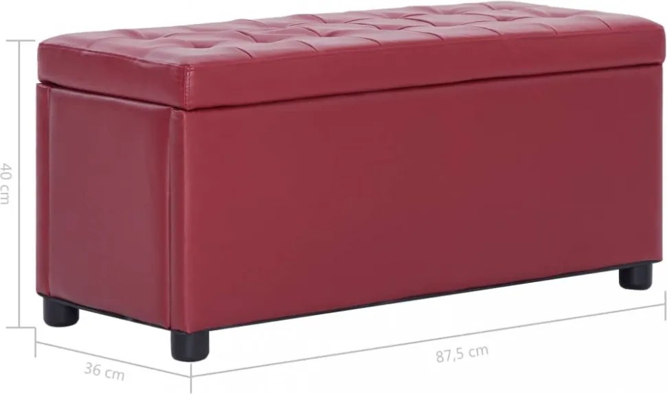 bordó műbőr tárolózsámoly 87,5 cm