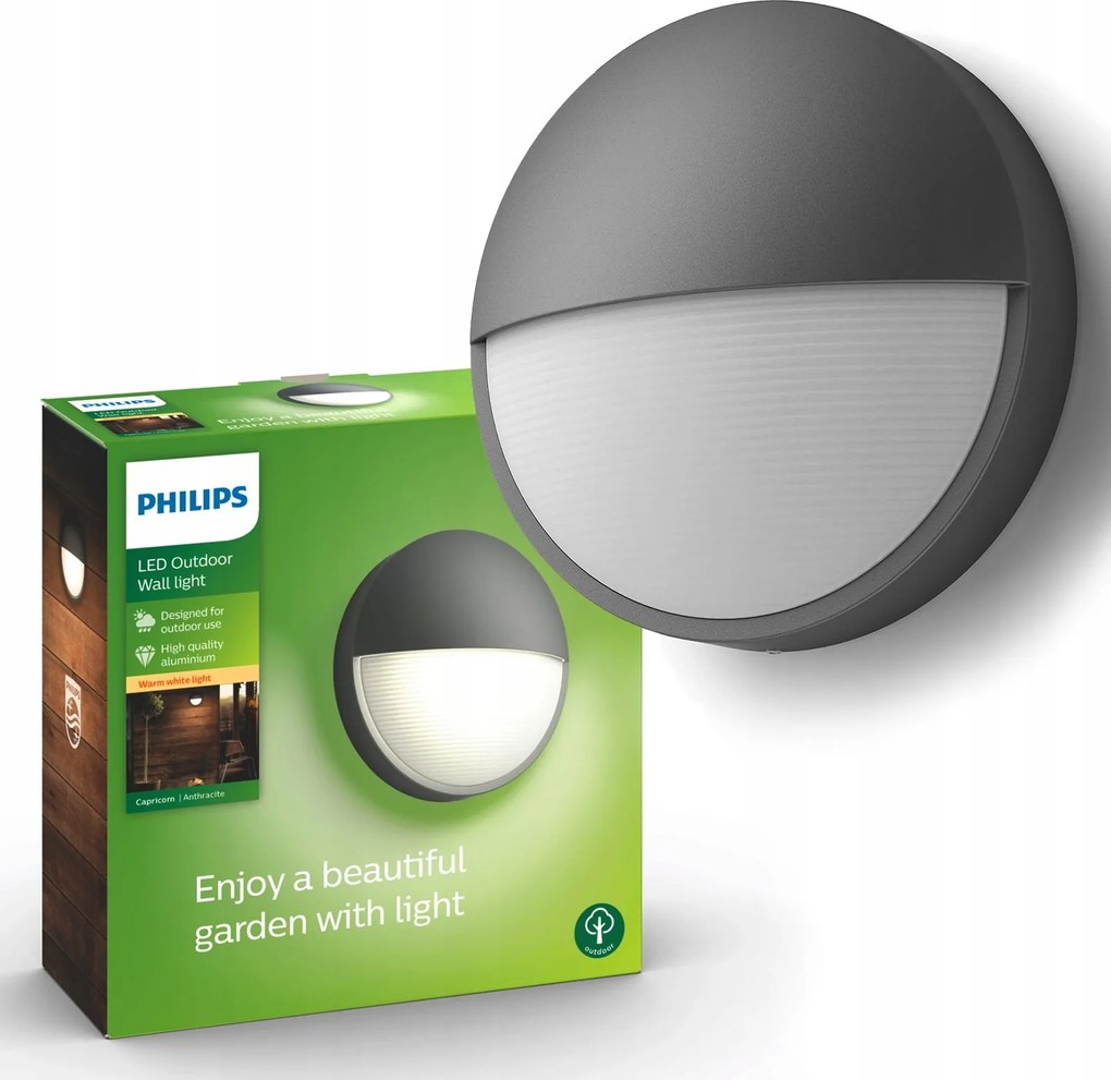 LED-es kerti lámpa Homlokzati fali lámpa Kültéri 6W Capricorn IP44 Philips