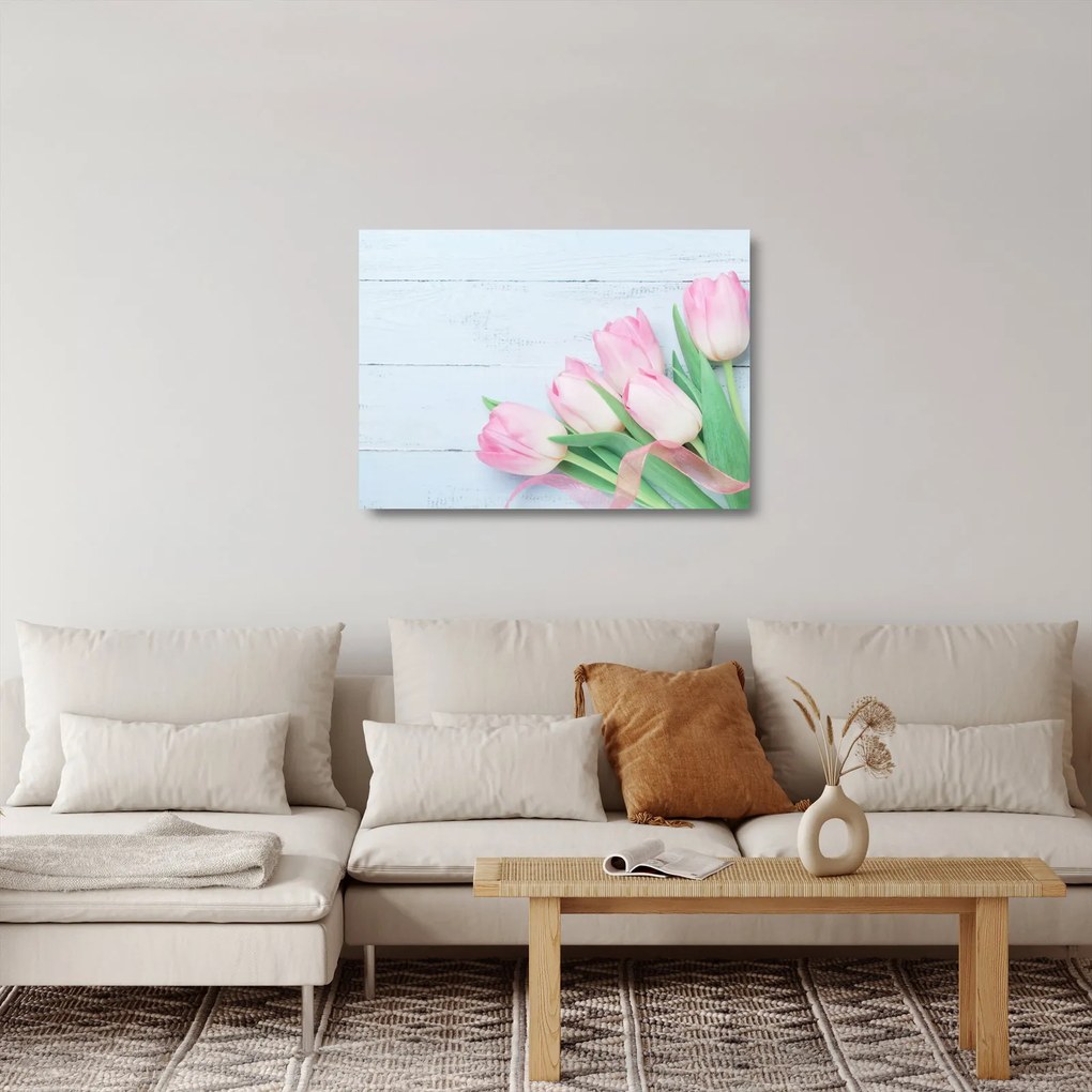 Kép - tulipán csokor (üvegen) (70x50 cm)