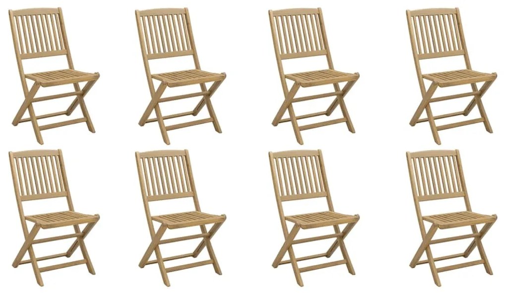 8 db összecsukható tömör akácfa kerti szék 48,5x57x90 cm