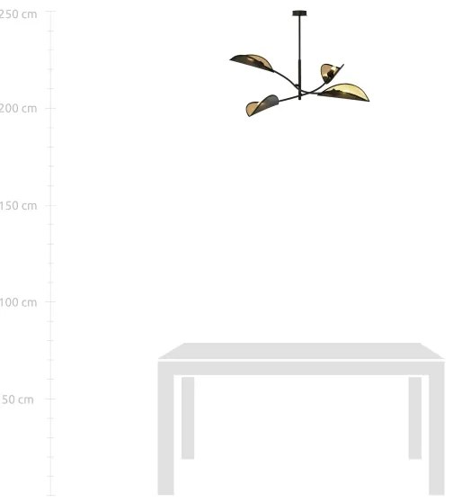 Csillár rúdon LOTUS 4xE14/10W/230V fekete/arany