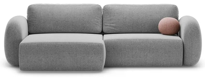 Világosszürke zsenília kinyitható-tárolóhelyes sarokkanapé Tonale – Cosmopolitan Design