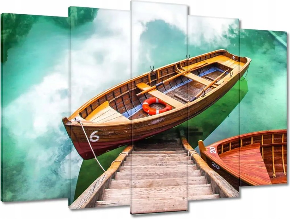 Vászonkép 70x50 Csónak a hegyi tavon