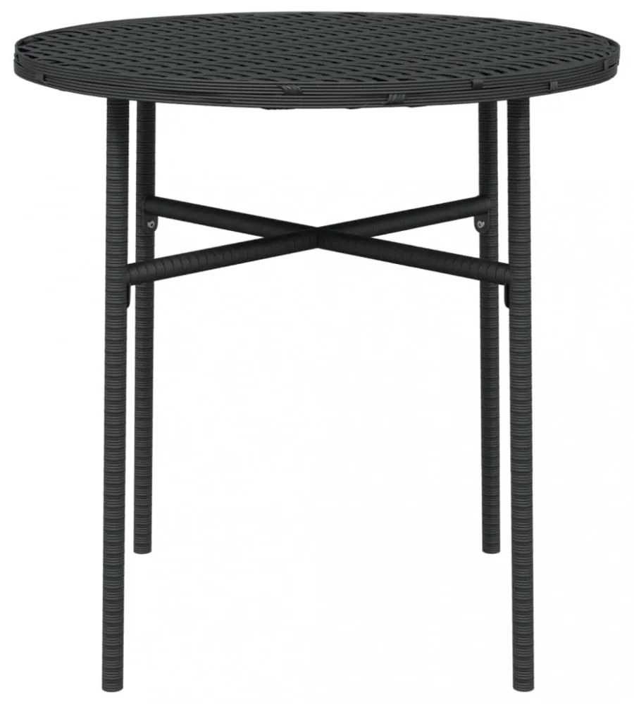 fekete polyrattan teázóasztal 45 cm