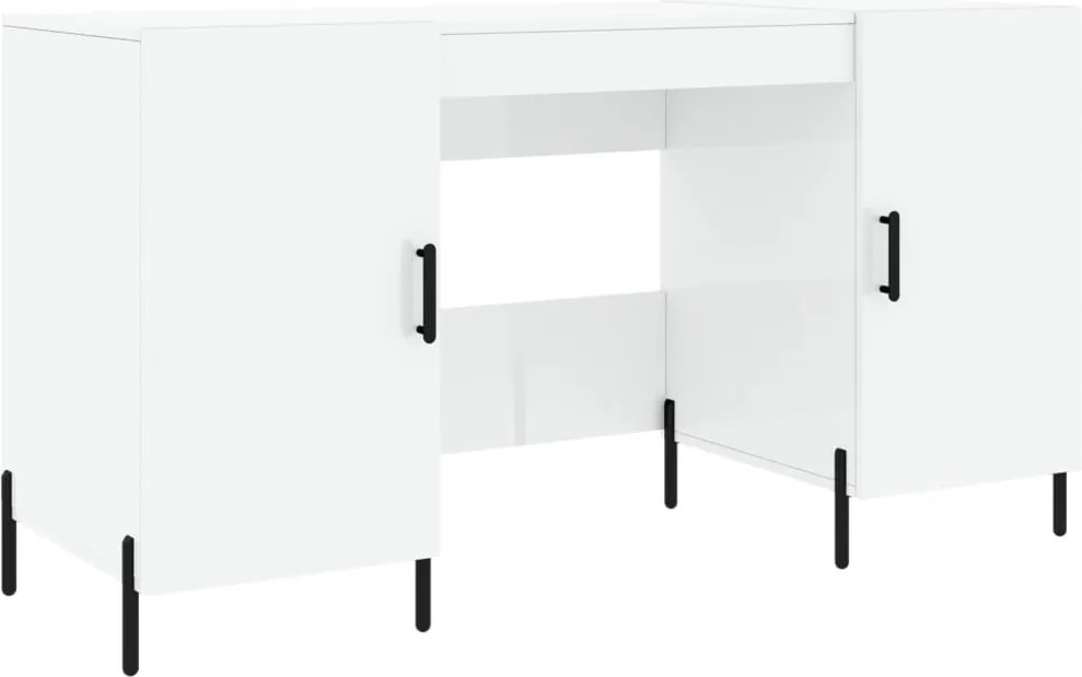 vidaXL magasfényű fehér színű szerelt fa íróasztal 140 x 50 x 75 cm