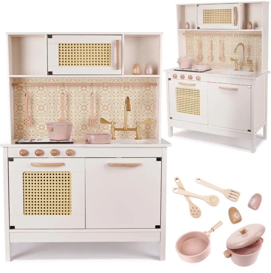 Gyermek retro MDF fa konyha BOHO kiegészítőkkel