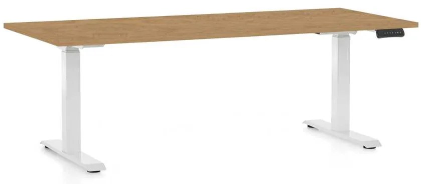 OfficeTech C állítható magasságú asztal, 180 x 80 cm, fehér alap, köves tölgy