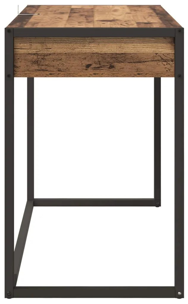 vidaXL Asztal tárolóval Öreg fa 100 x 50 x 75 cm Faanyag