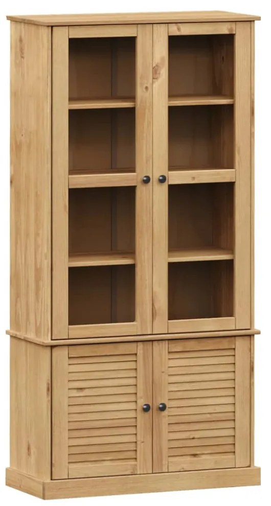 VIGO üvegvitrines tömör fenyőfa éjjeliszekrény 85x35x170 cm