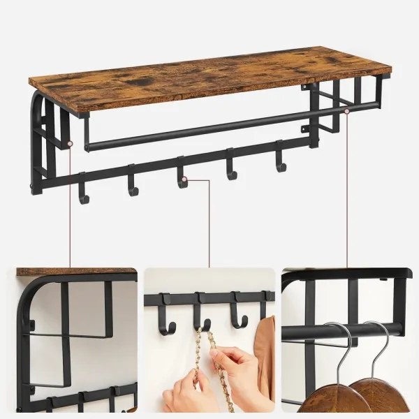 NATE fali fogas polccal barna/fekete