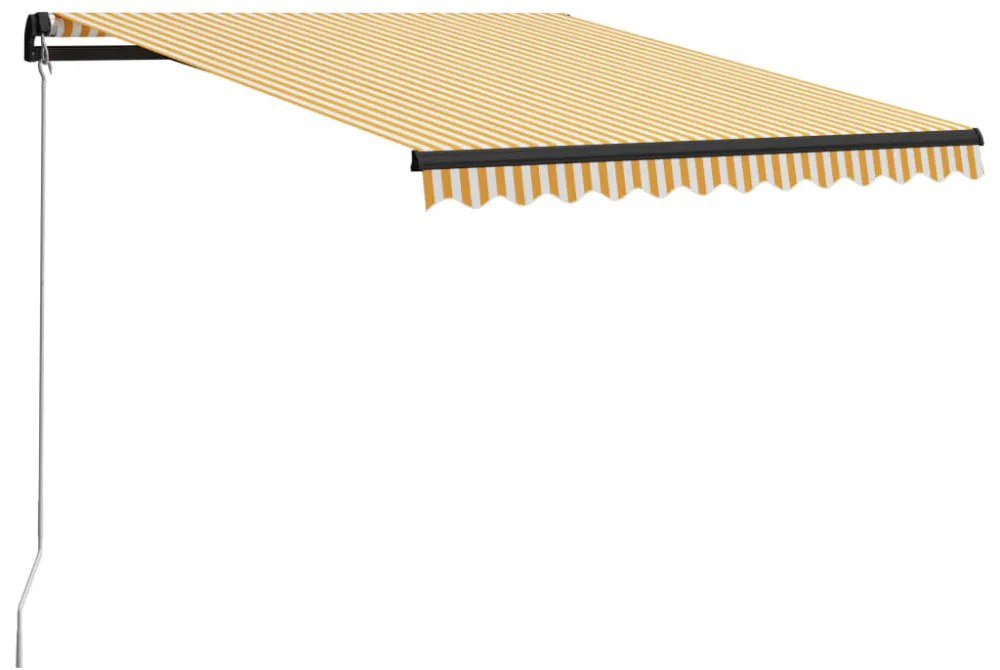 sárga és fehér kézzel kihúzható LED-es napellenző 300 x 250 cm