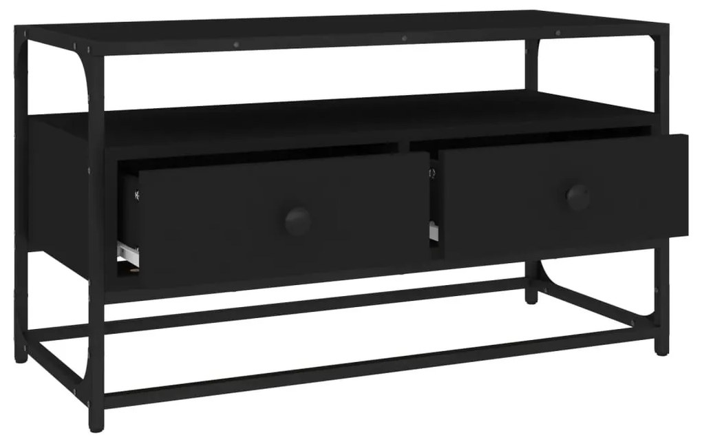 fekete szerelt fa TV-szekrény 80x35x45 cm
