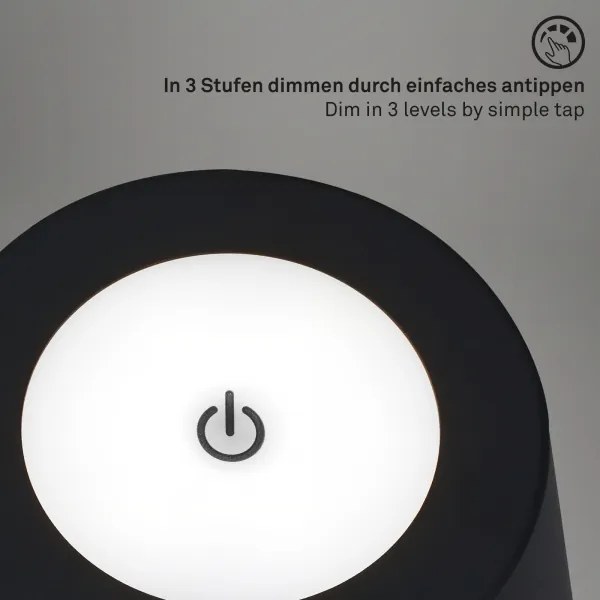 Briloner 1438015 - LED dimmelhető állólámpa KIKI 4,3W/5V IP44 2600 mAh fekete